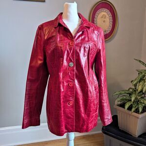 Vintage 90s Maximiliano Jambrina Leather Jacket Burgundy Academia Whimsygoth L